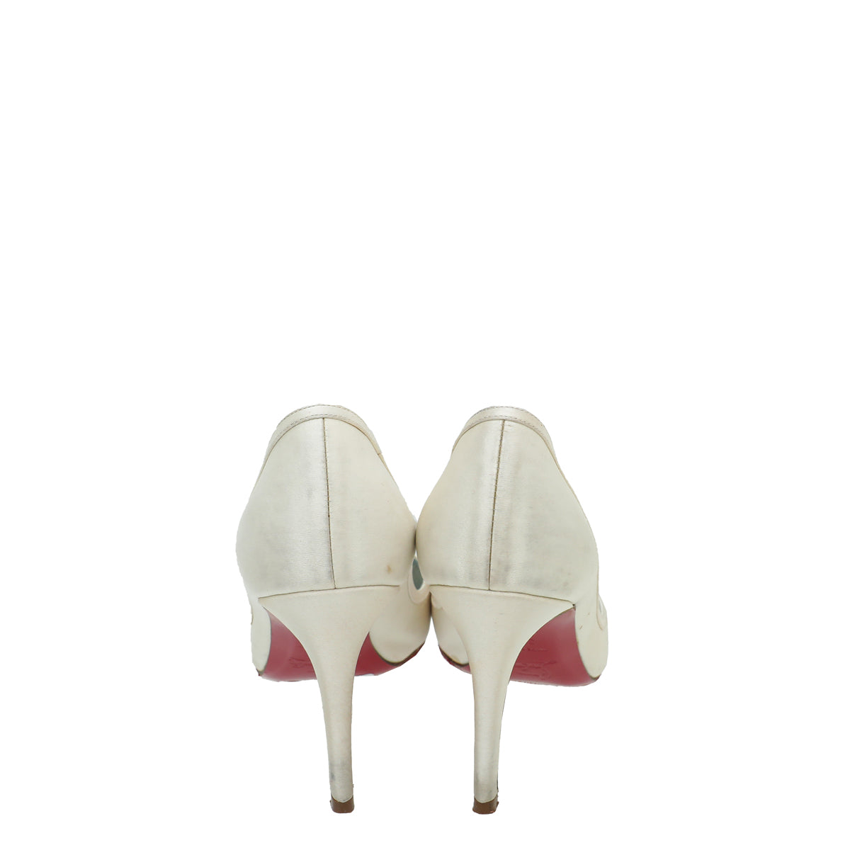 Christian Louboutin Ivory Satin Bow Peep toe Pumps 36.5