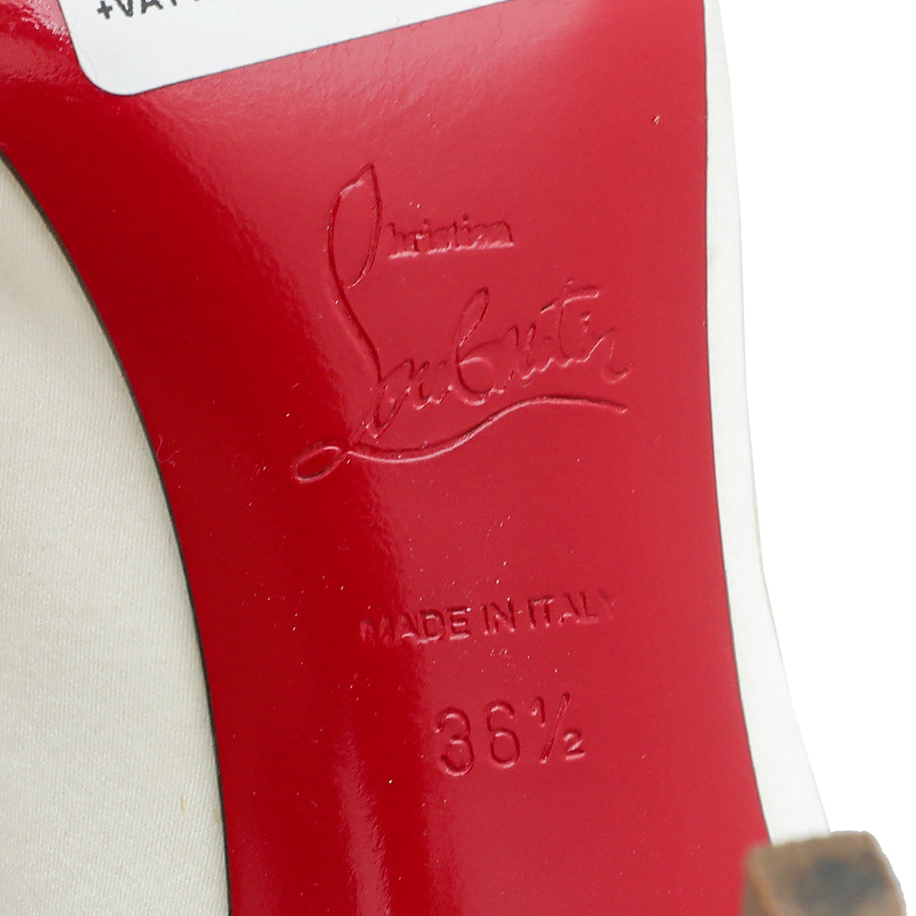 Christian Louboutin Ivory Satin Bow Peep toe Pumps 36.5