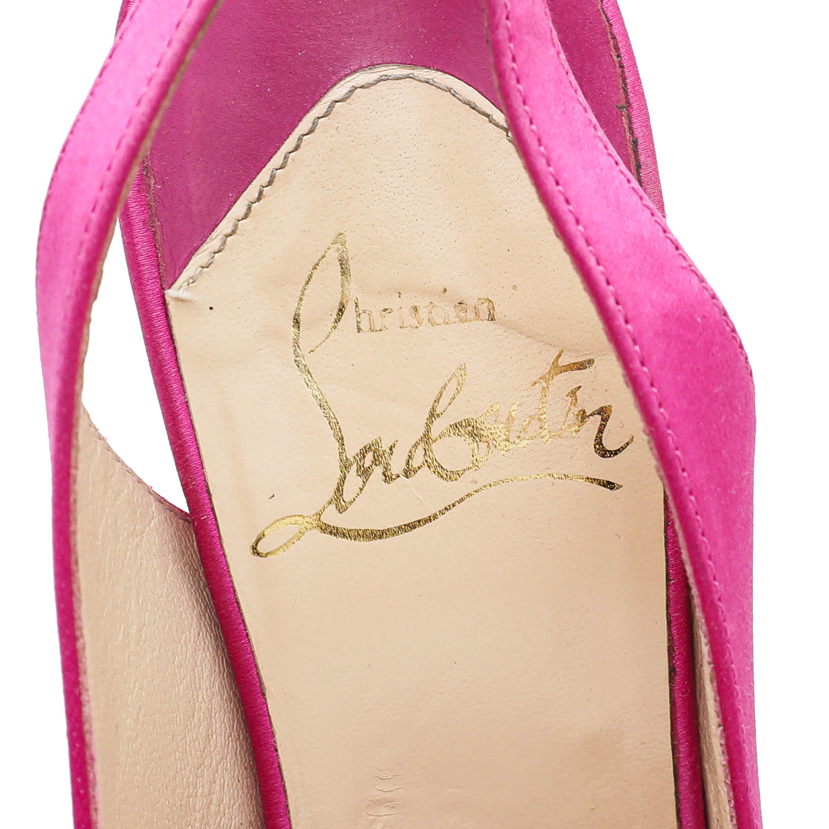 Christian Louboutin Fuchsia Satin Bow Peep toe Slingback 35.5