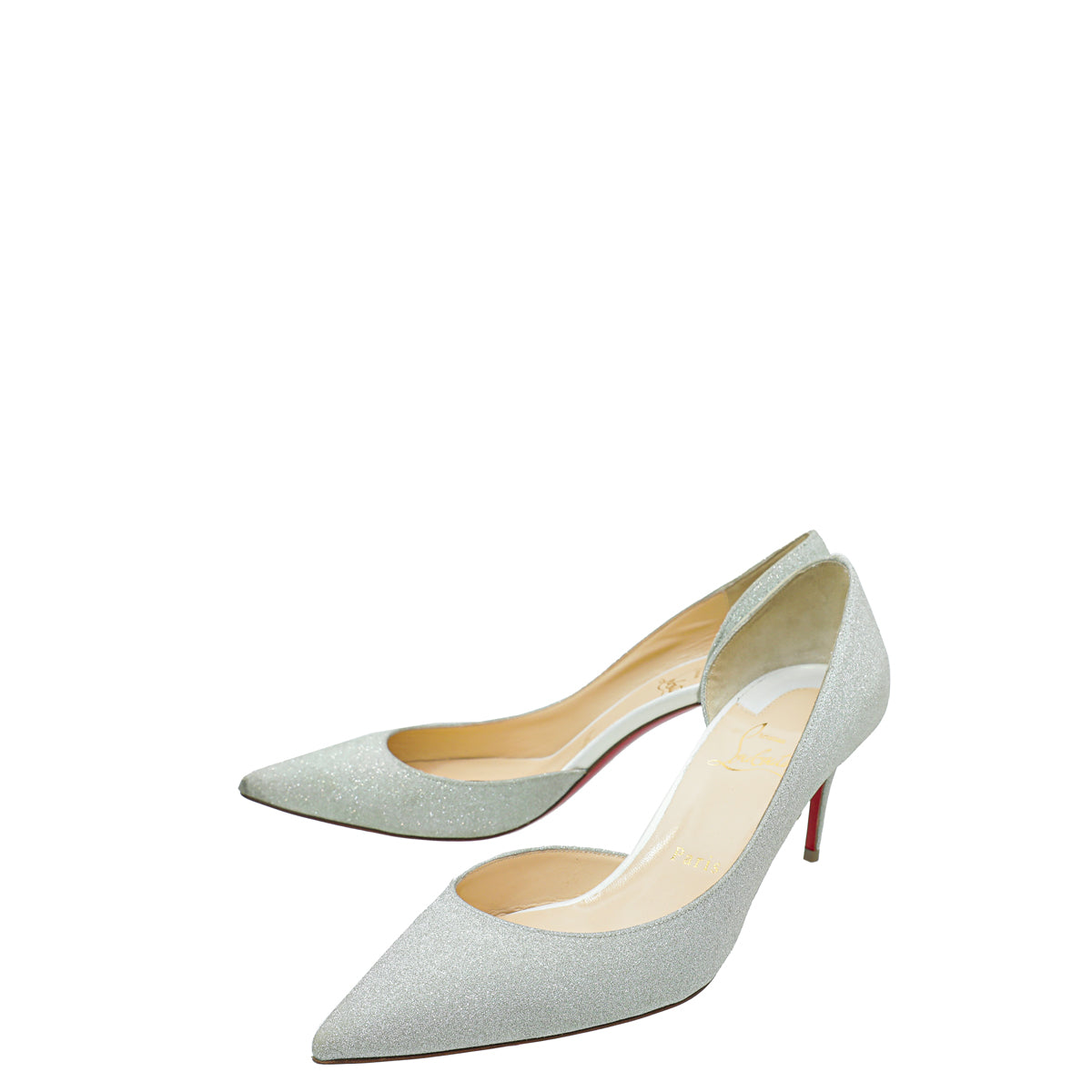Christian Louboutin Silver Glittered Iriza Pumps 37.5