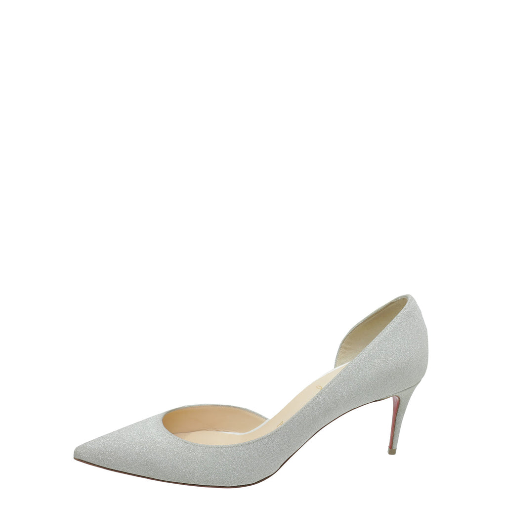 Christian Louboutin Silver Glittered Iriza Pumps 37.5