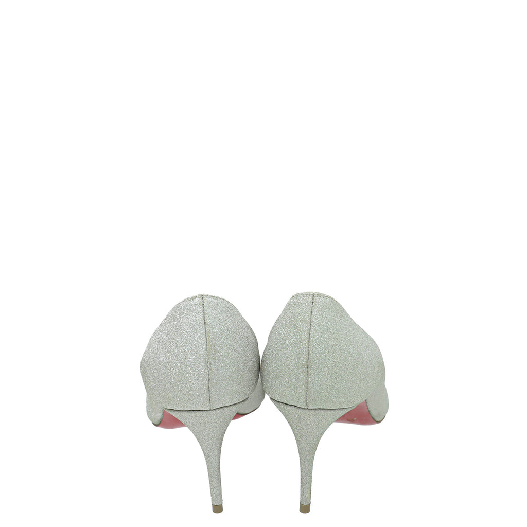 Christian Louboutin Silver Glittered Iriza Pumps 37.5