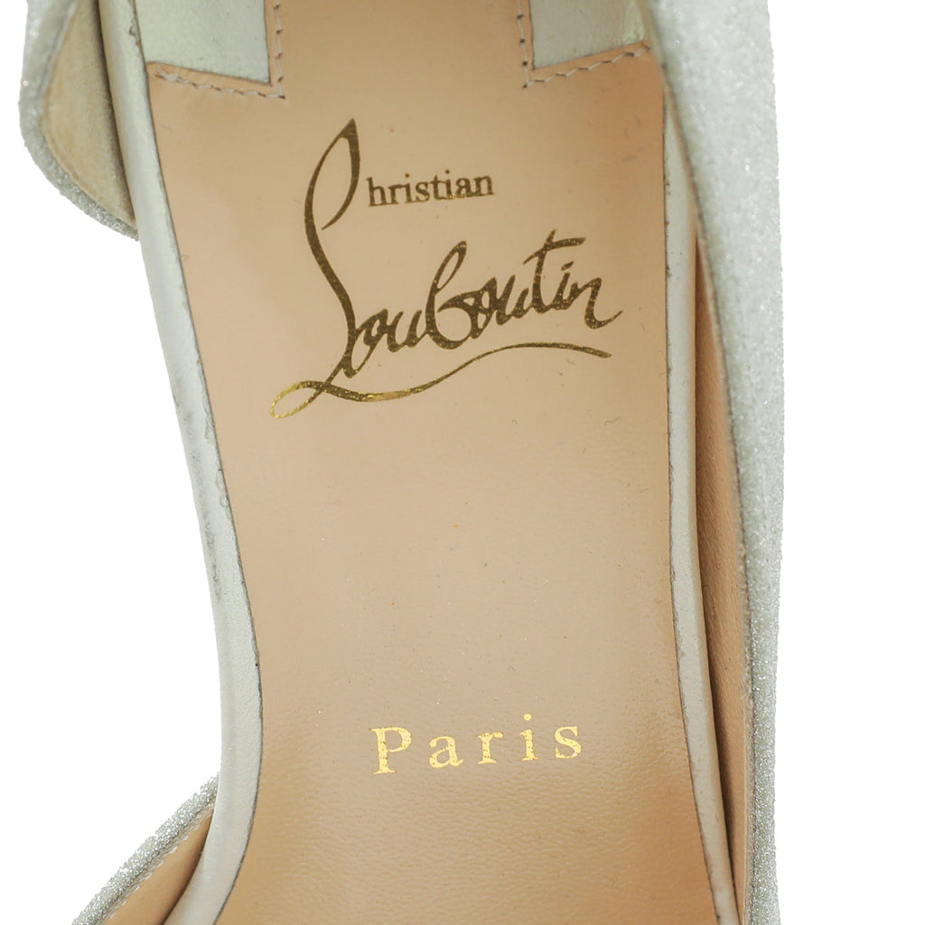 Christian Louboutin Silver Glittered Iriza Pumps 37.5