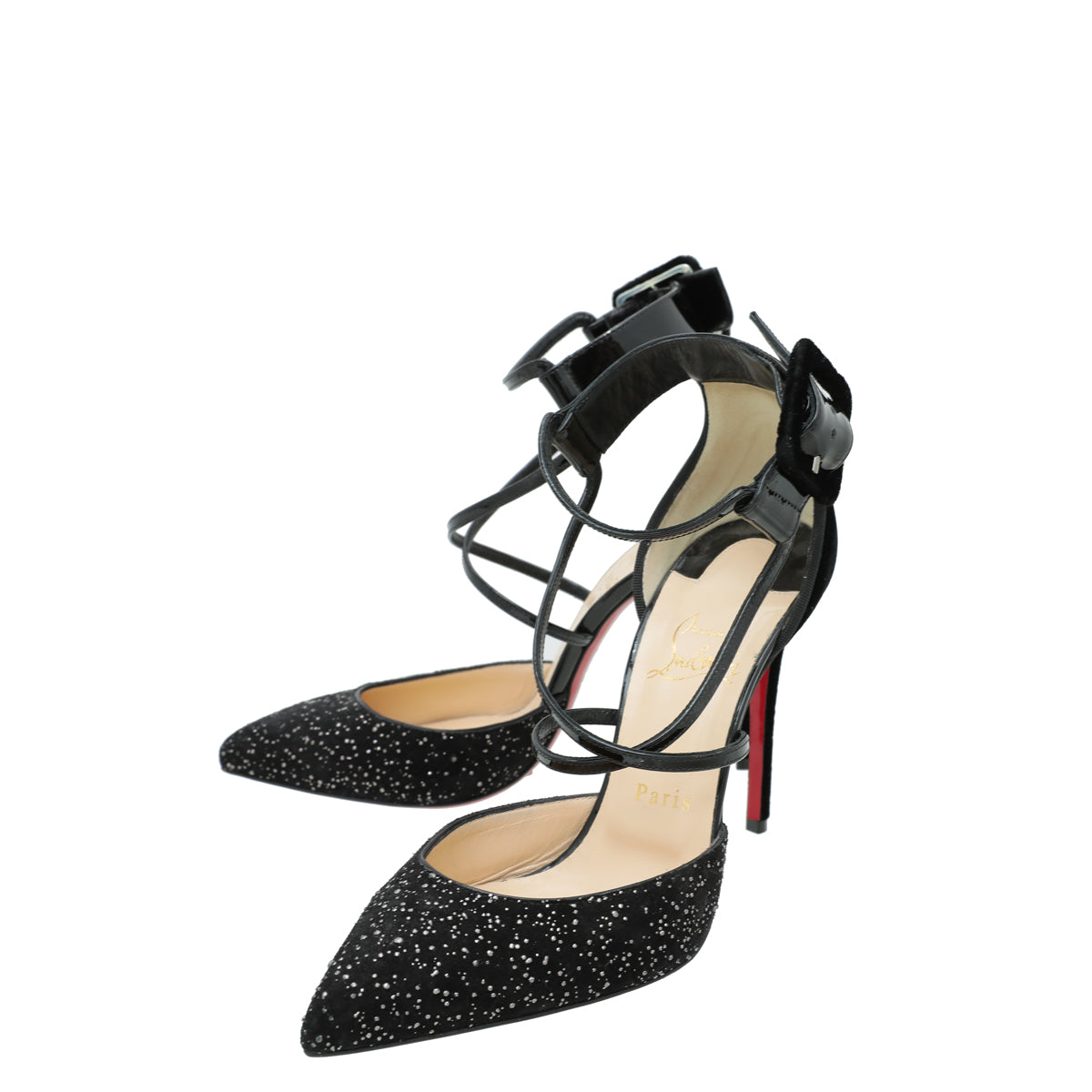 Christian Louboutin Black Velvet Suzanna 100 Pumps 38