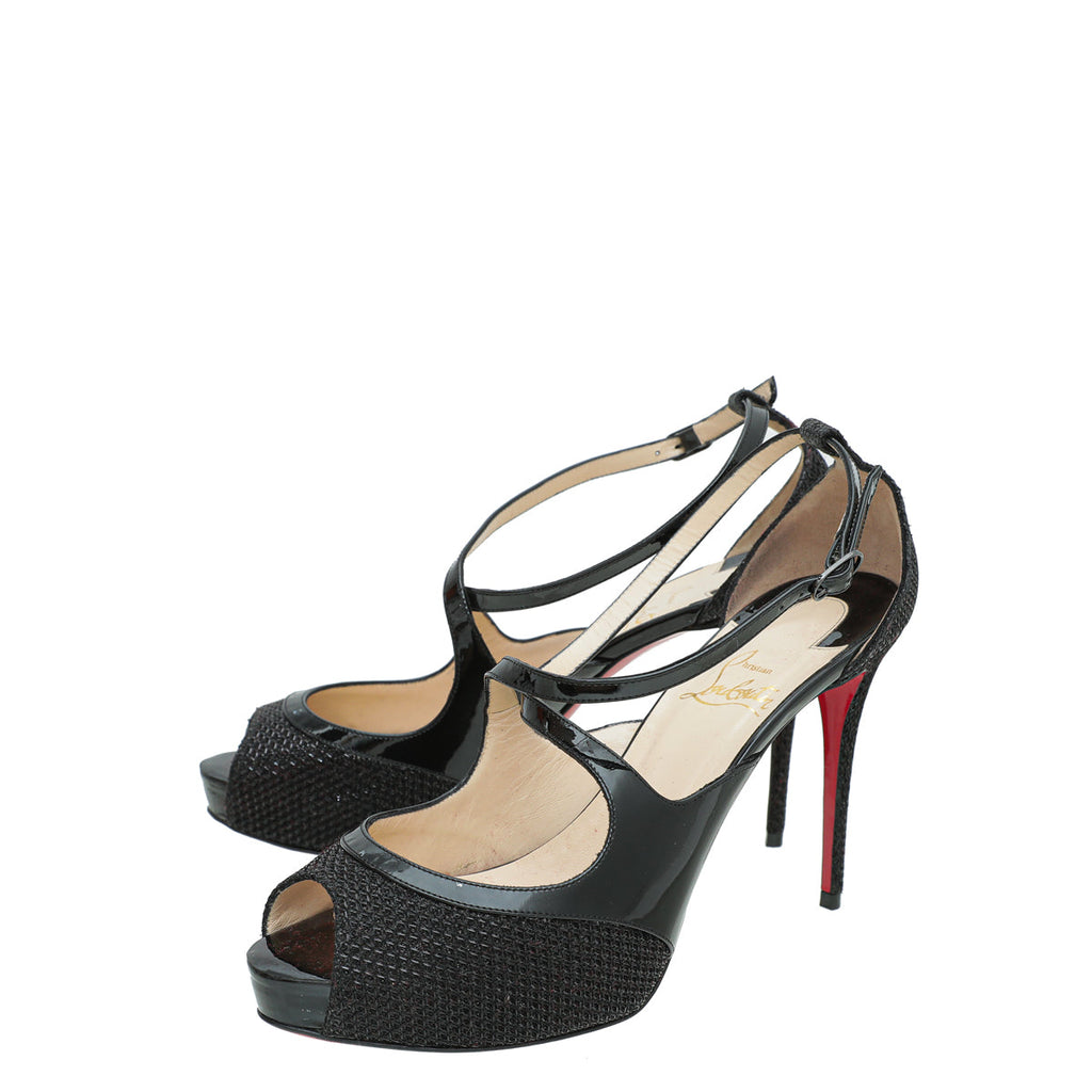 Christian Louboutin Black Mesh Mariacar 120 Pumps 39