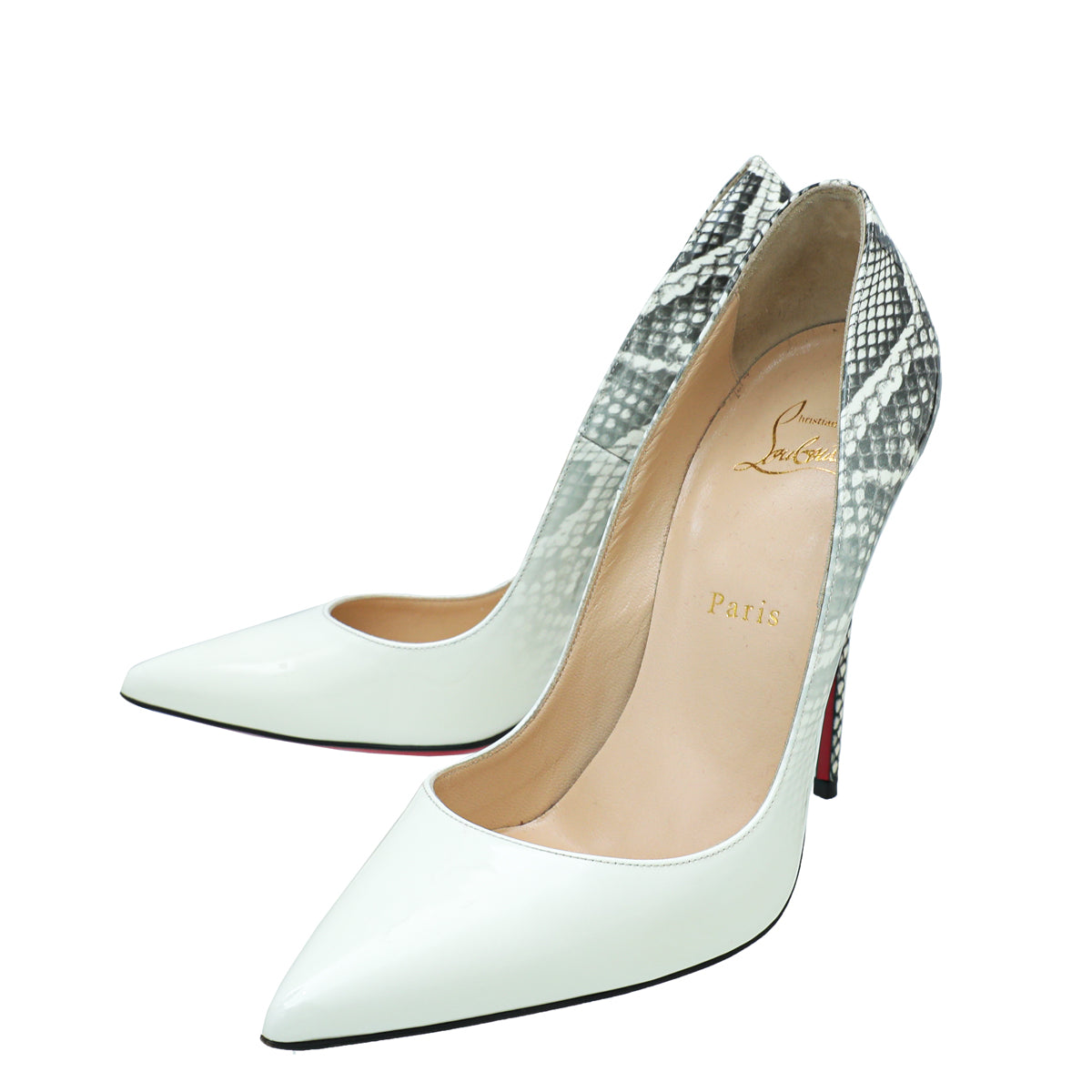 Christian Louboutin OFF White Python Print Pigalle Pump 38.5