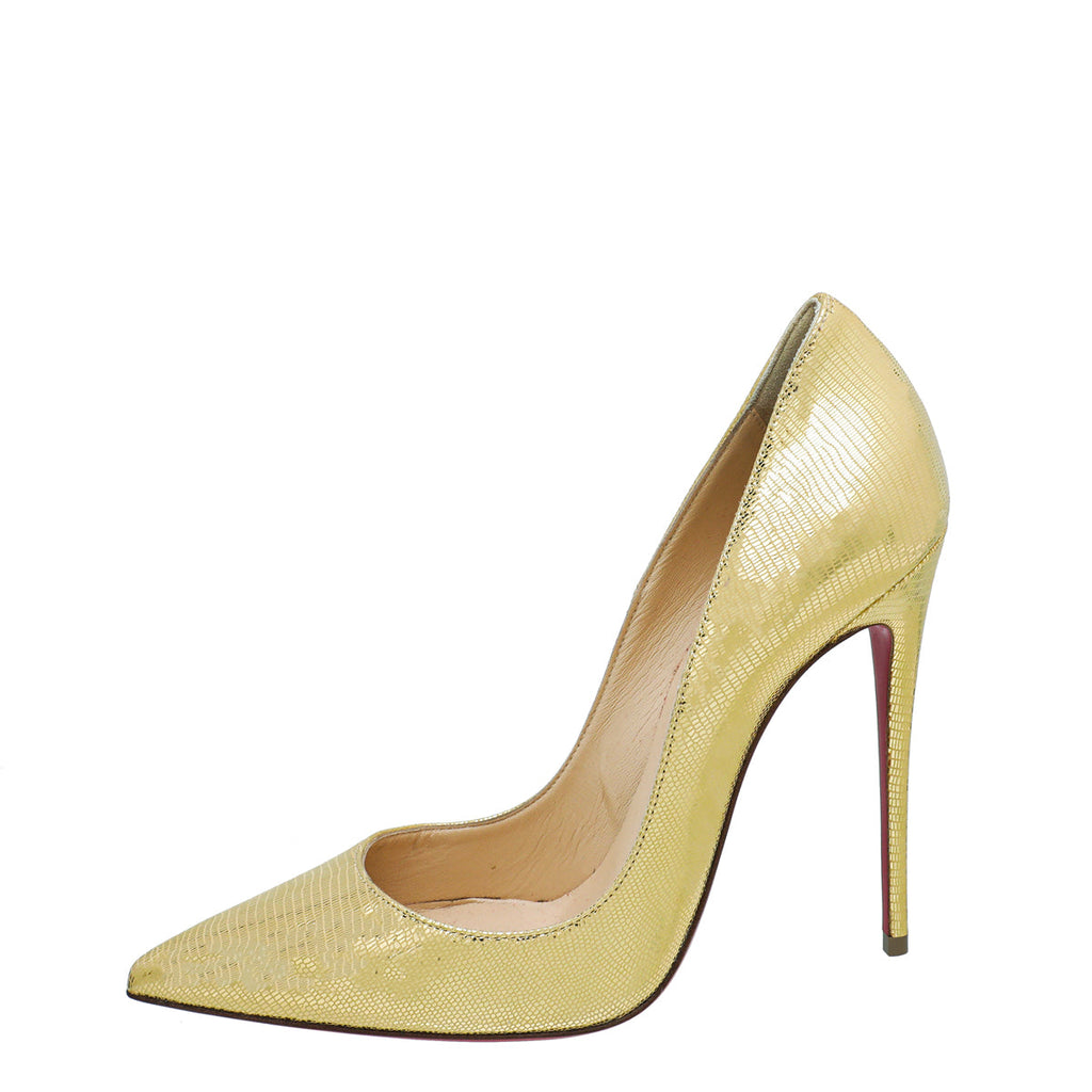 Christian Louboutin Gold Lizard Print Kate Pump 38.5