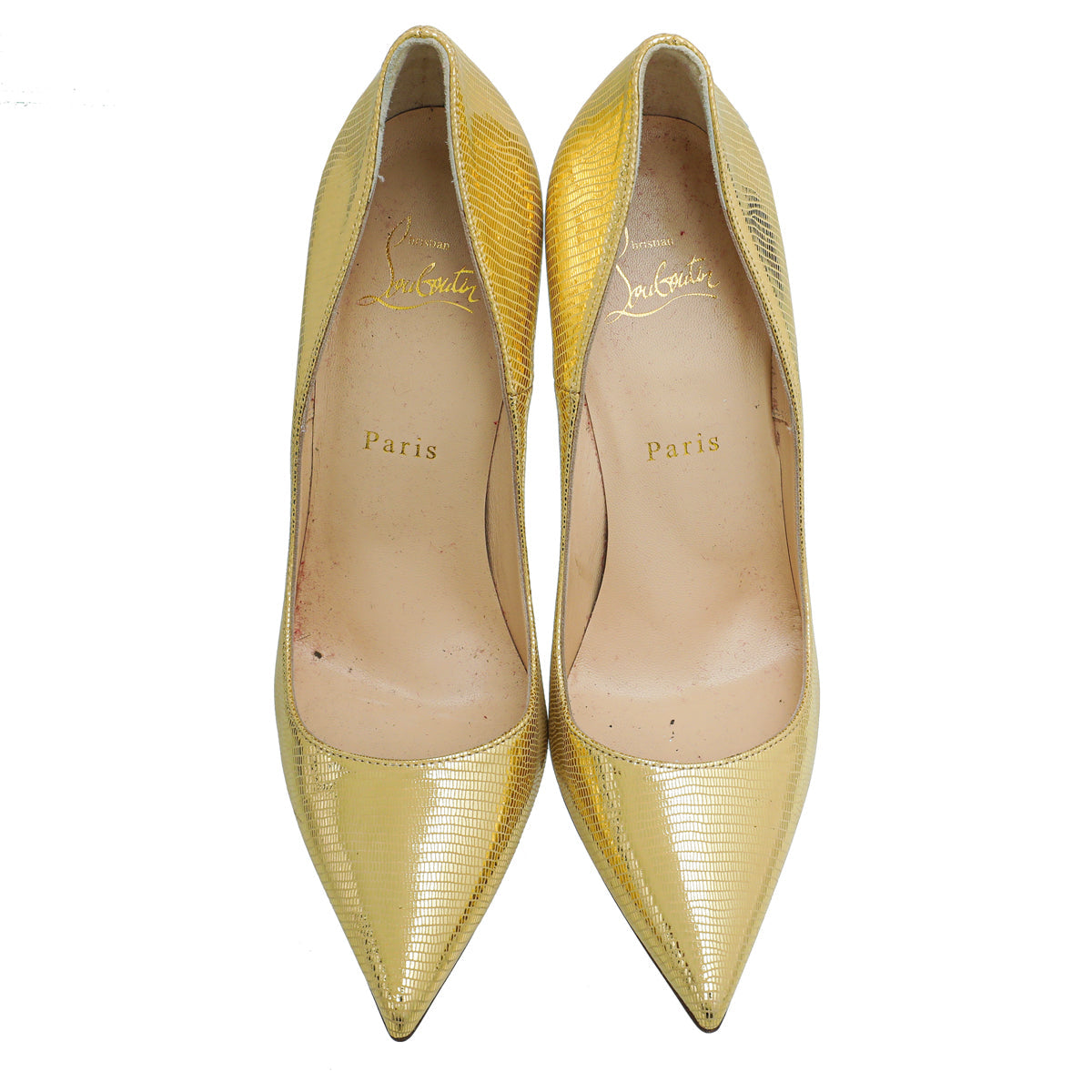 Christian Louboutin Gold Lizard Print Kate Pump 38.5