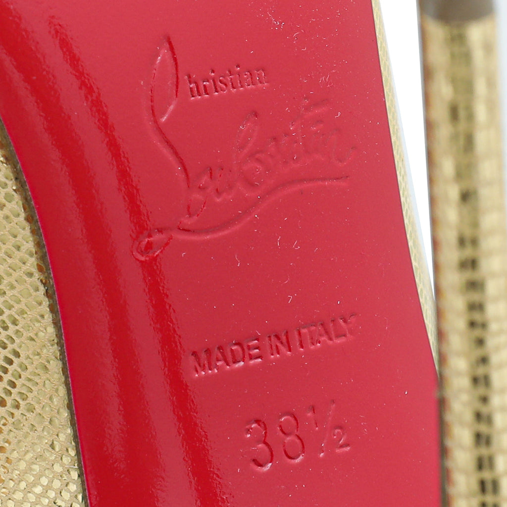 Christian Louboutin Gold Lizard Print Kate Pump 38.5
