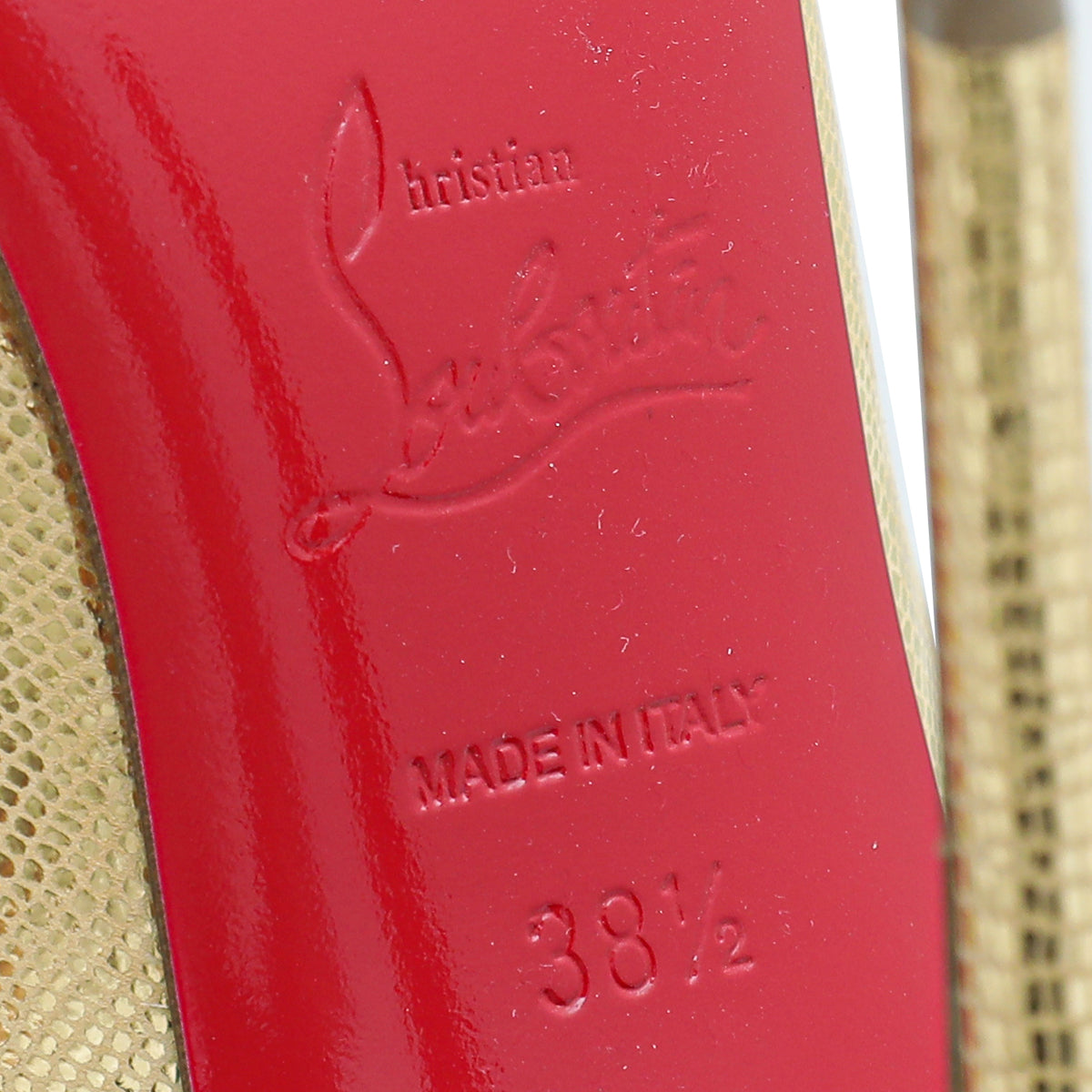 Christian Louboutin Gold Lizard Print Kate Pump 38.5