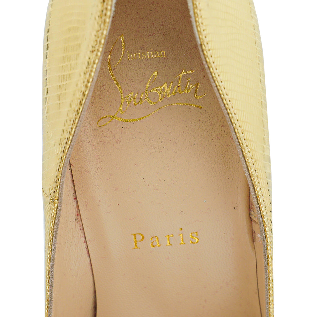 Christian Louboutin Gold Lizard Print Kate Pump 38.5