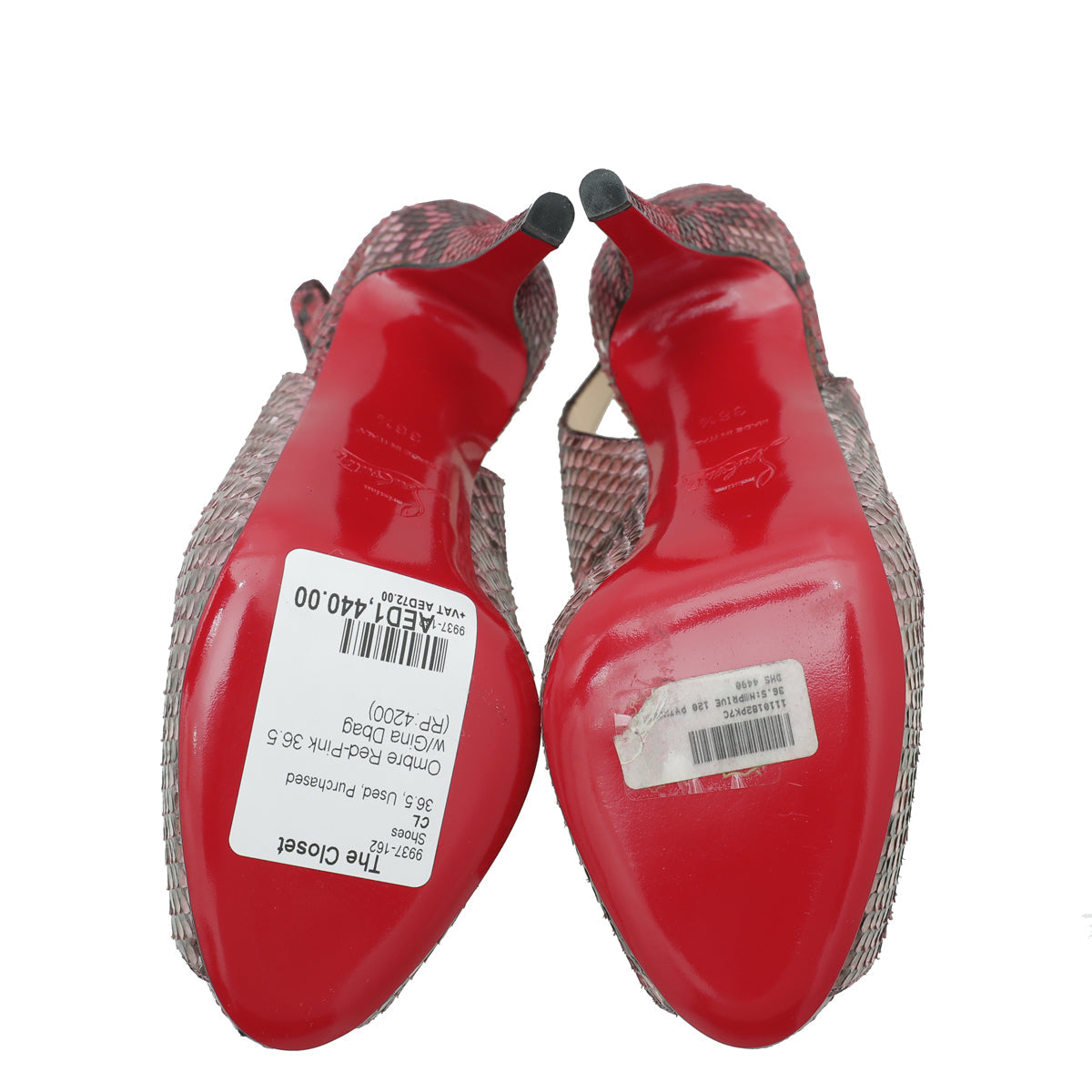 Christian Louboutin Bicolor Python No Prive 120 Pump 36.5