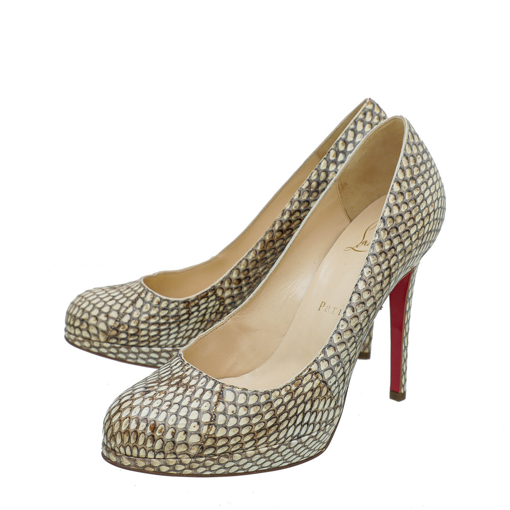 Christian Louboutin Beige Python New Simple Pump 36.5