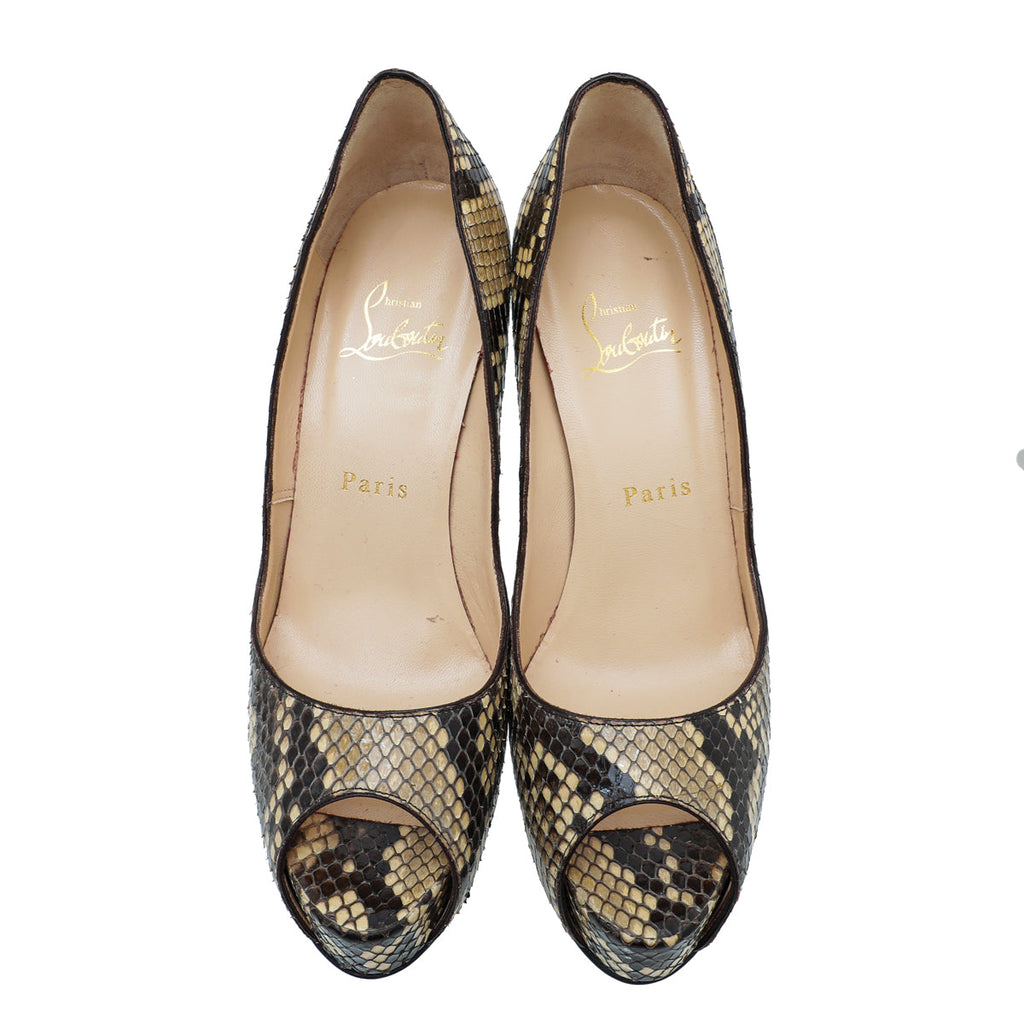 Christian Louboutin Bicolor Python New Very Prive Pump 36