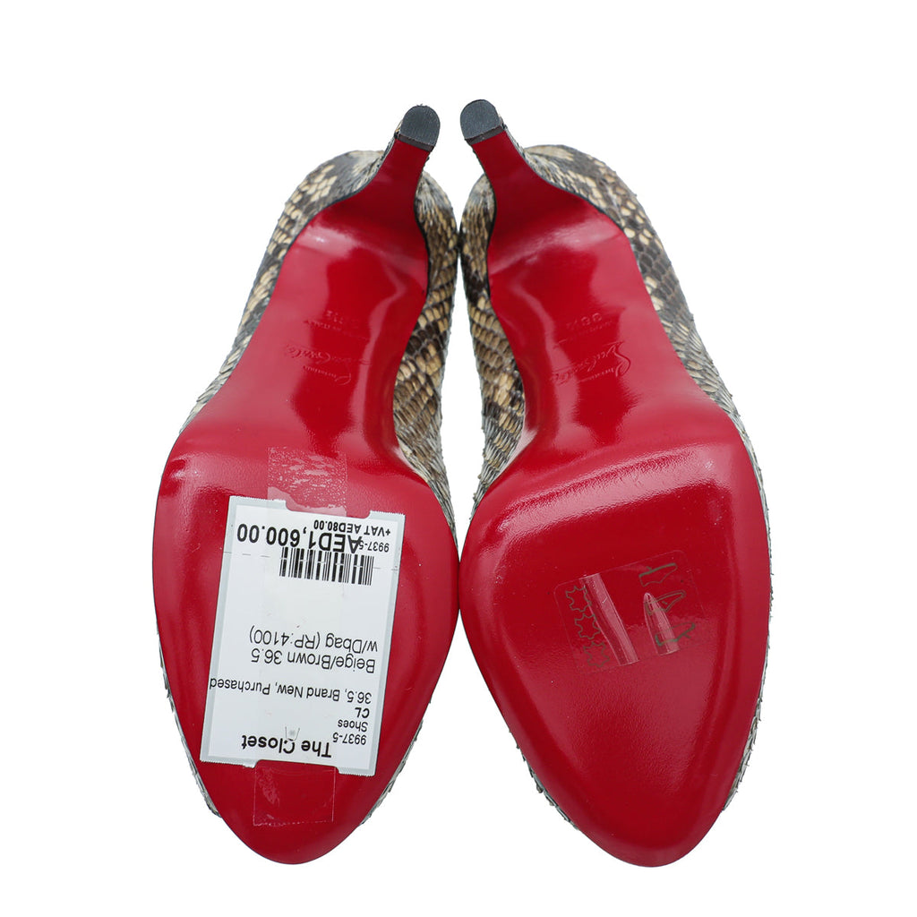 Christian Louboutin Bicolor Python New Very Prive Pump 36