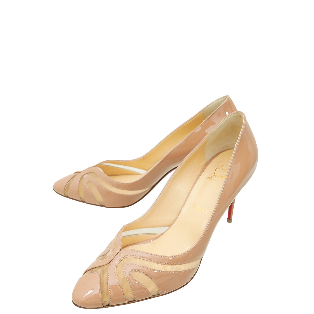 Christian Louboutin Nude Rete Olive 85 Pump 40.5
