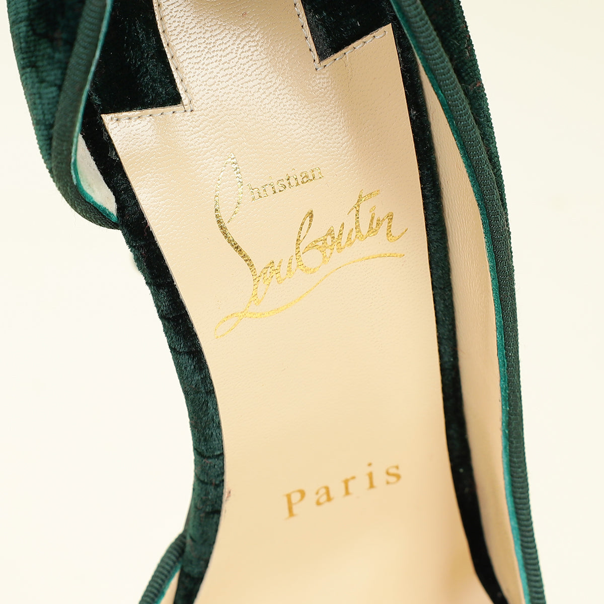 Christian Louboutin Verde Green Velvet Iriza Pump 36.5