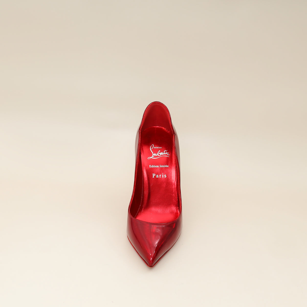 Christian Louboutin Red Hot Chick w/ Crystal Studs Sole Pump 37