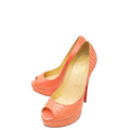 Christian Louboutin Peach Python Lady Peep 140 Pump 37