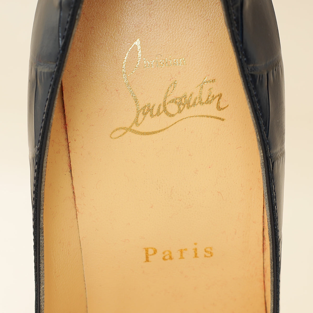 Christian Louboutin Navy Blue Croco-Embossed Kate 110mm Pump 38