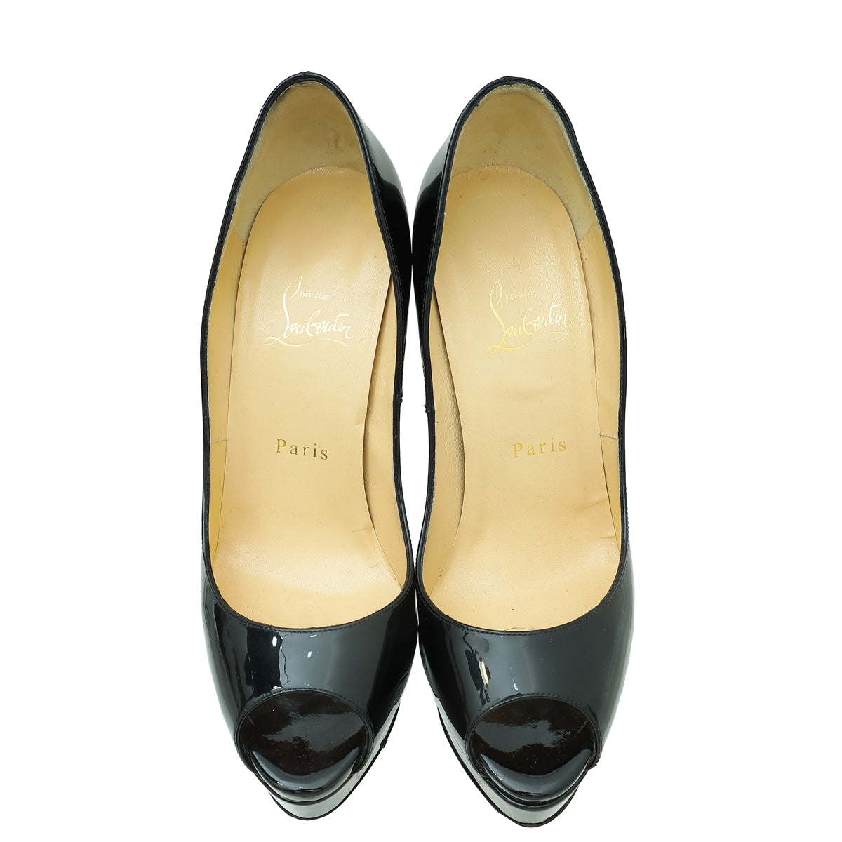 Christian Louboutin Black Lady Peep 150 Pump 38