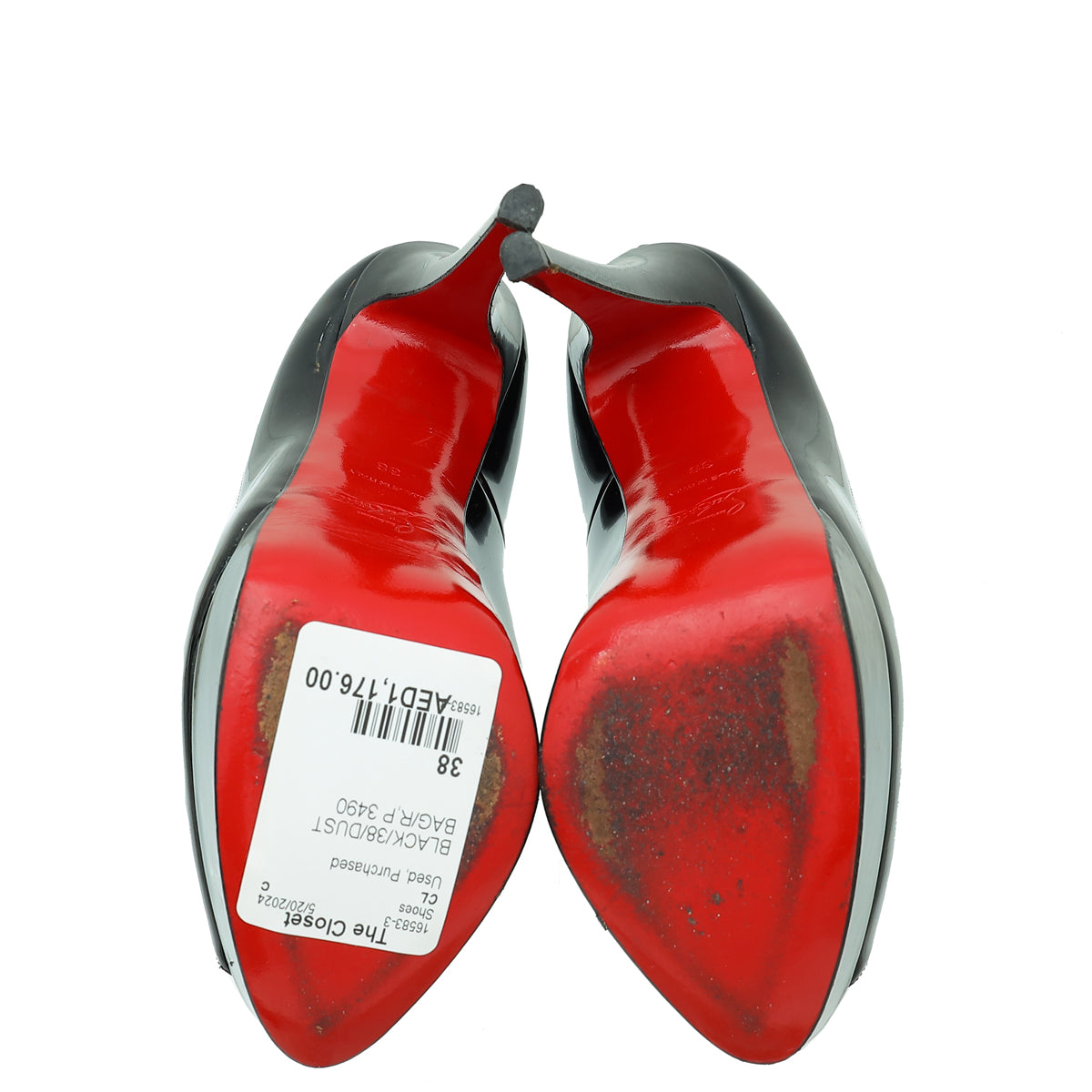 Christian Louboutin Black Lady Peep 150 Pump 38