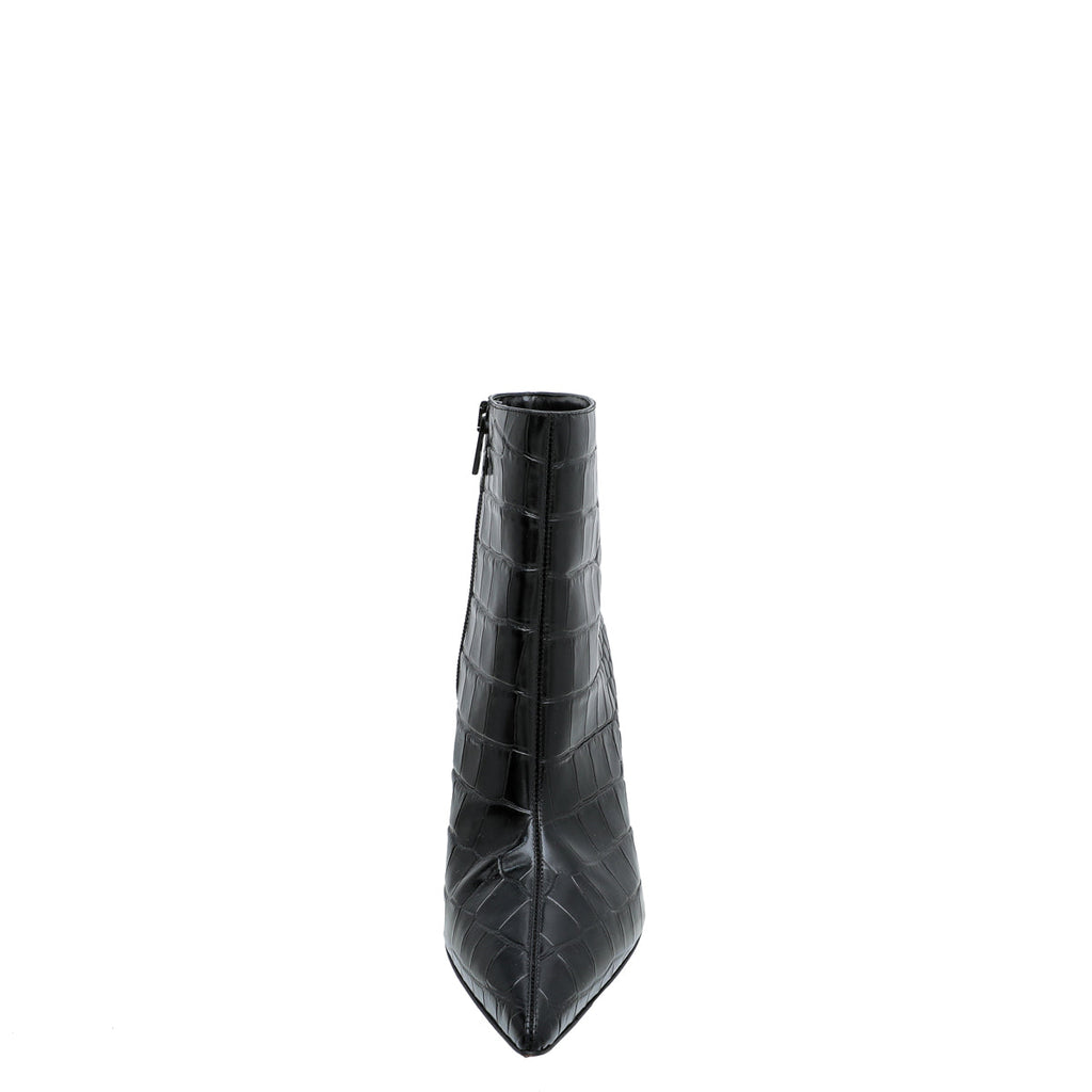 Christian Louboutin Black Croc Slimini Embossed Ankle Boots 38