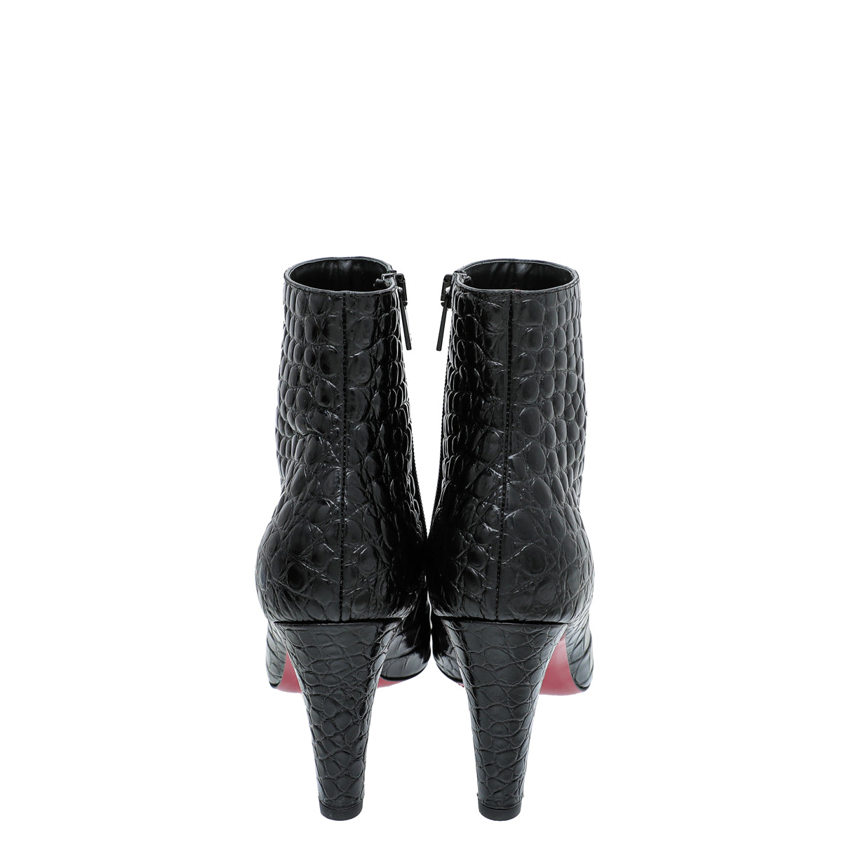 Christian Louboutin Black Croc Slimini Embossed Ankle Boots 38