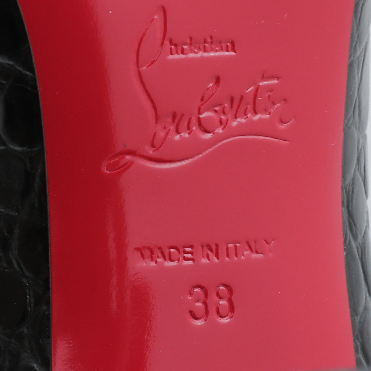 Christian Louboutin Black Croc Slimini Embossed Ankle Boots 38