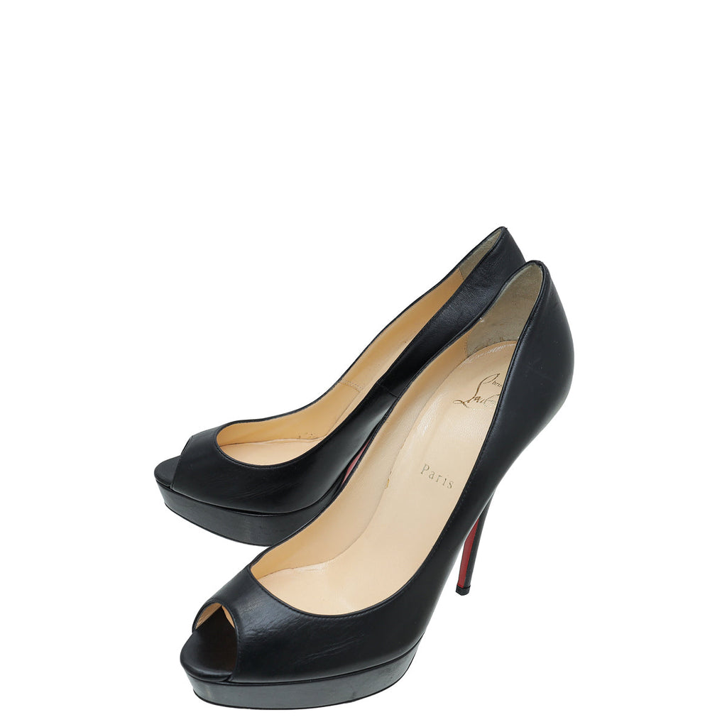 Christian Louboutin Black Troca Peep Toe 140 Pumps 40.5