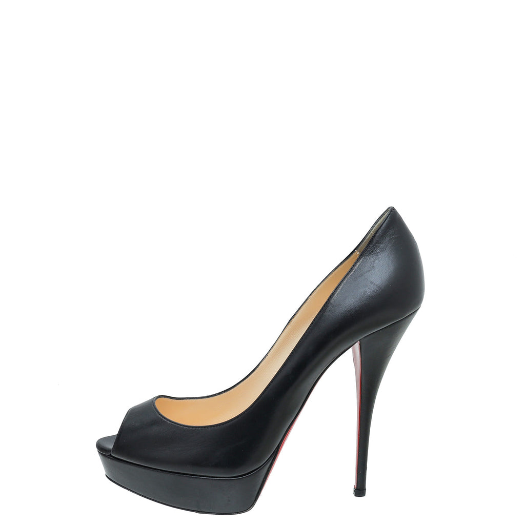 Christian Louboutin Black Troca Peep Toe 140 Pumps 40.5