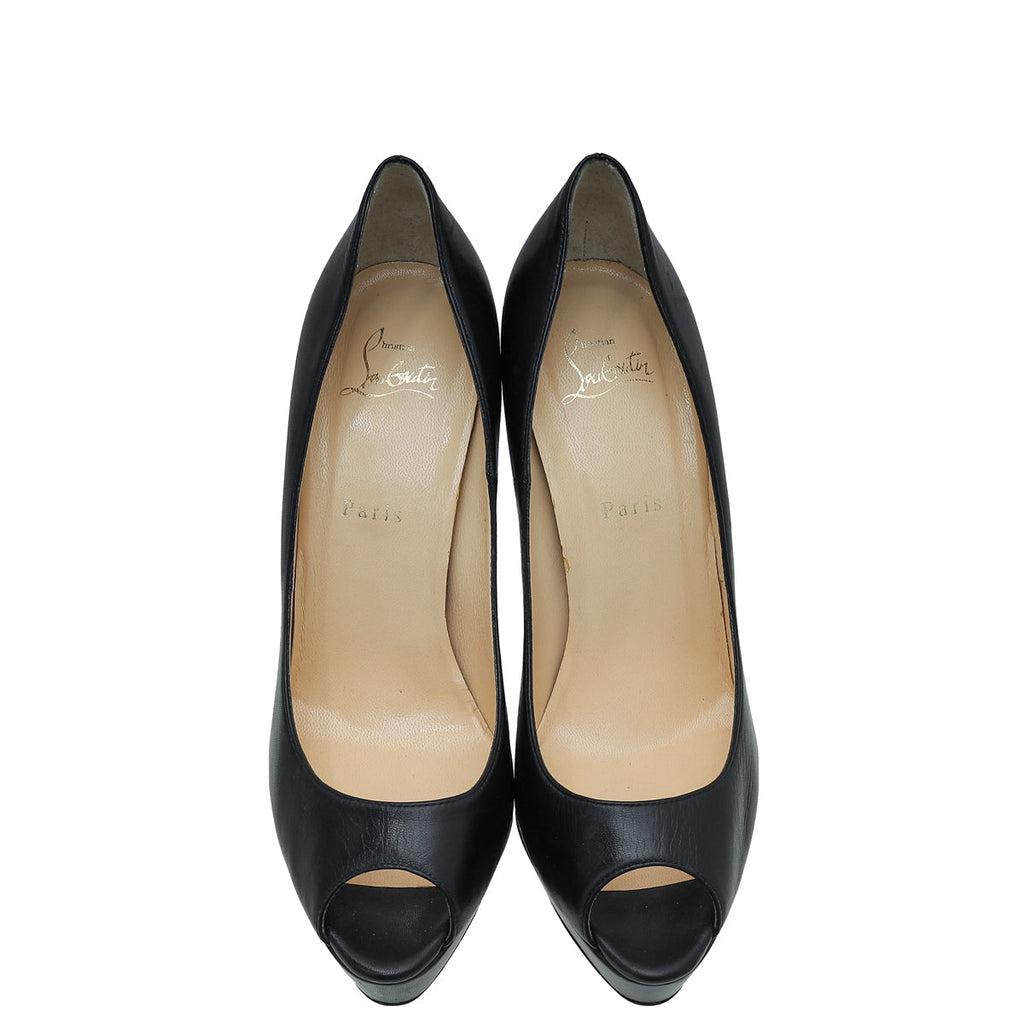 Christian Louboutin Black Troca Peep Toe 140 Pumps 40.5