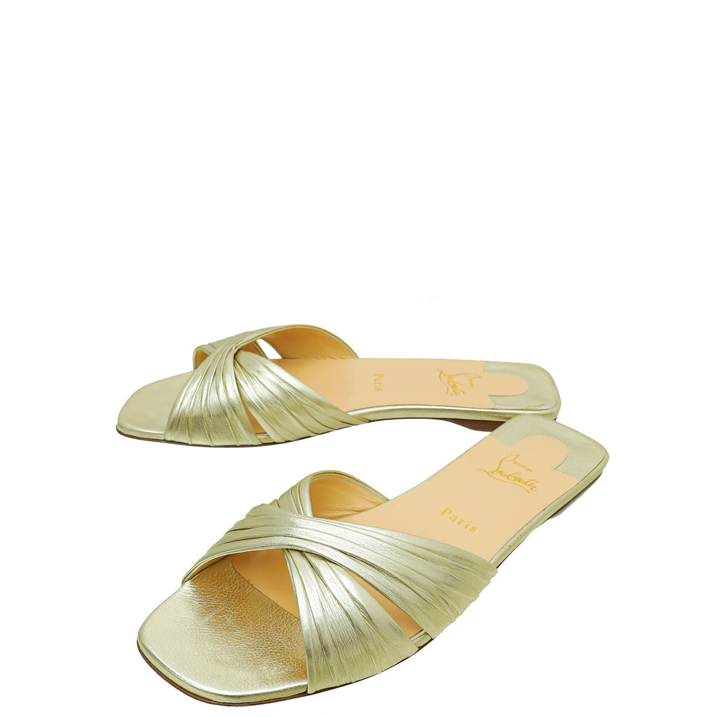 Christian Louboutin Metallic Gold Nicol Is Back Flat Sandal 40