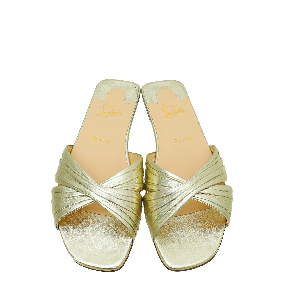 Christian Louboutin Metallic Gold Nicol Is Back Flat Sandal 40