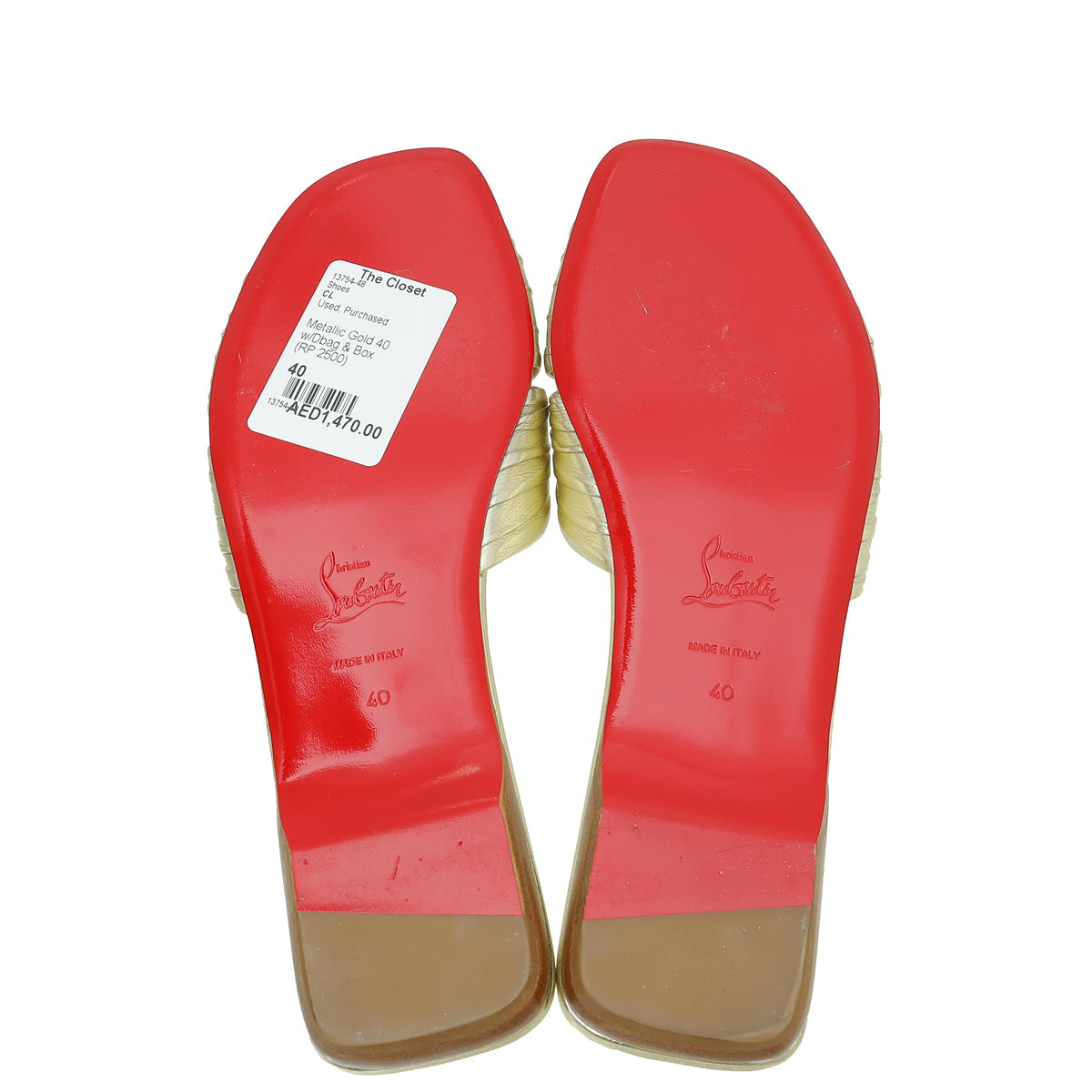 Christian Louboutin Metallic Gold Nicol Is Back Flat Sandal 40