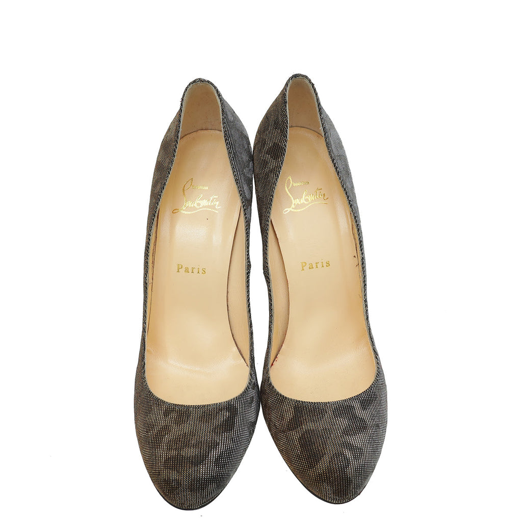 Christian Louboutin Silver Iridescent Lurex Fifi Pump 40