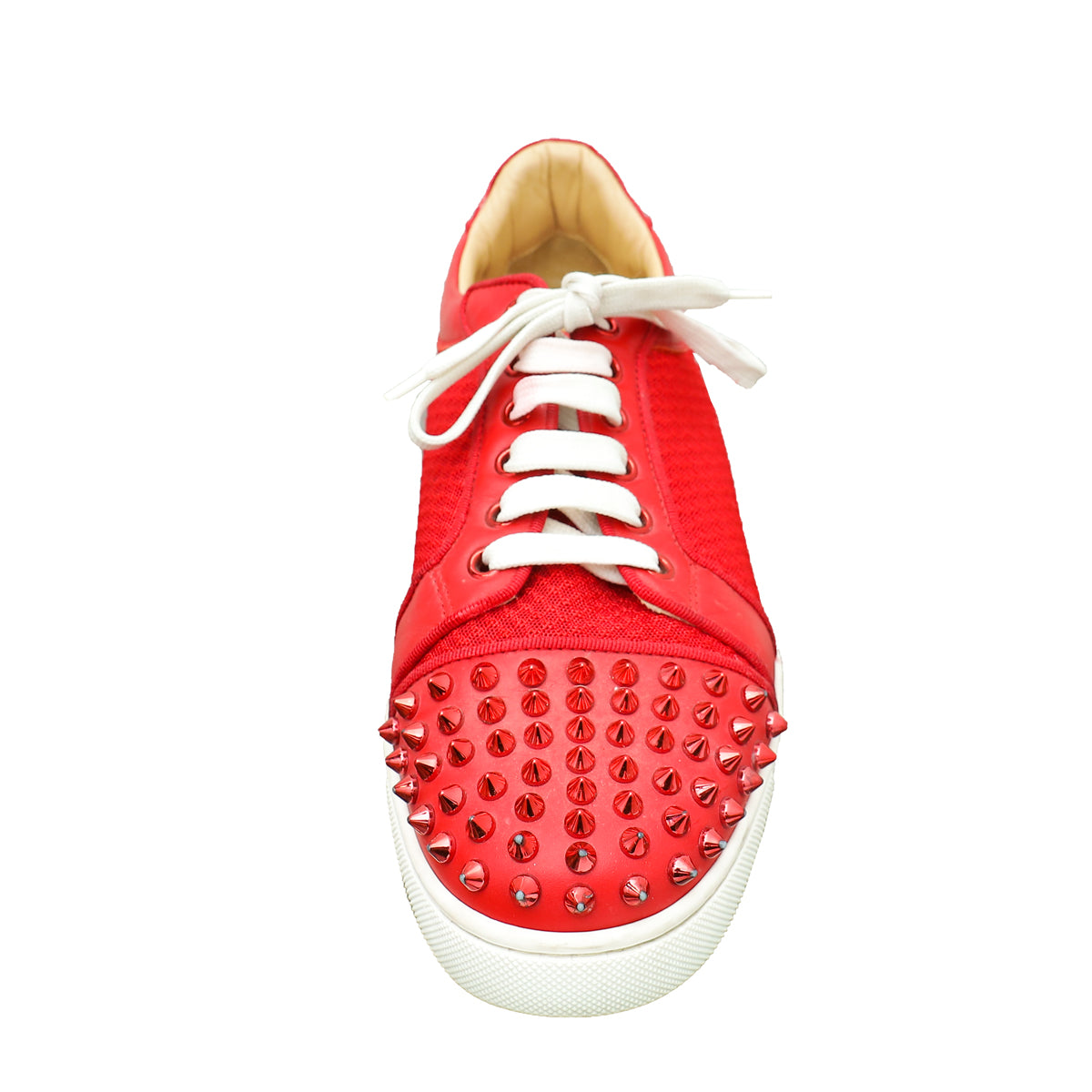 Christian Louboutin Red Vieira 2 Spikes Low Top Sneakers 40