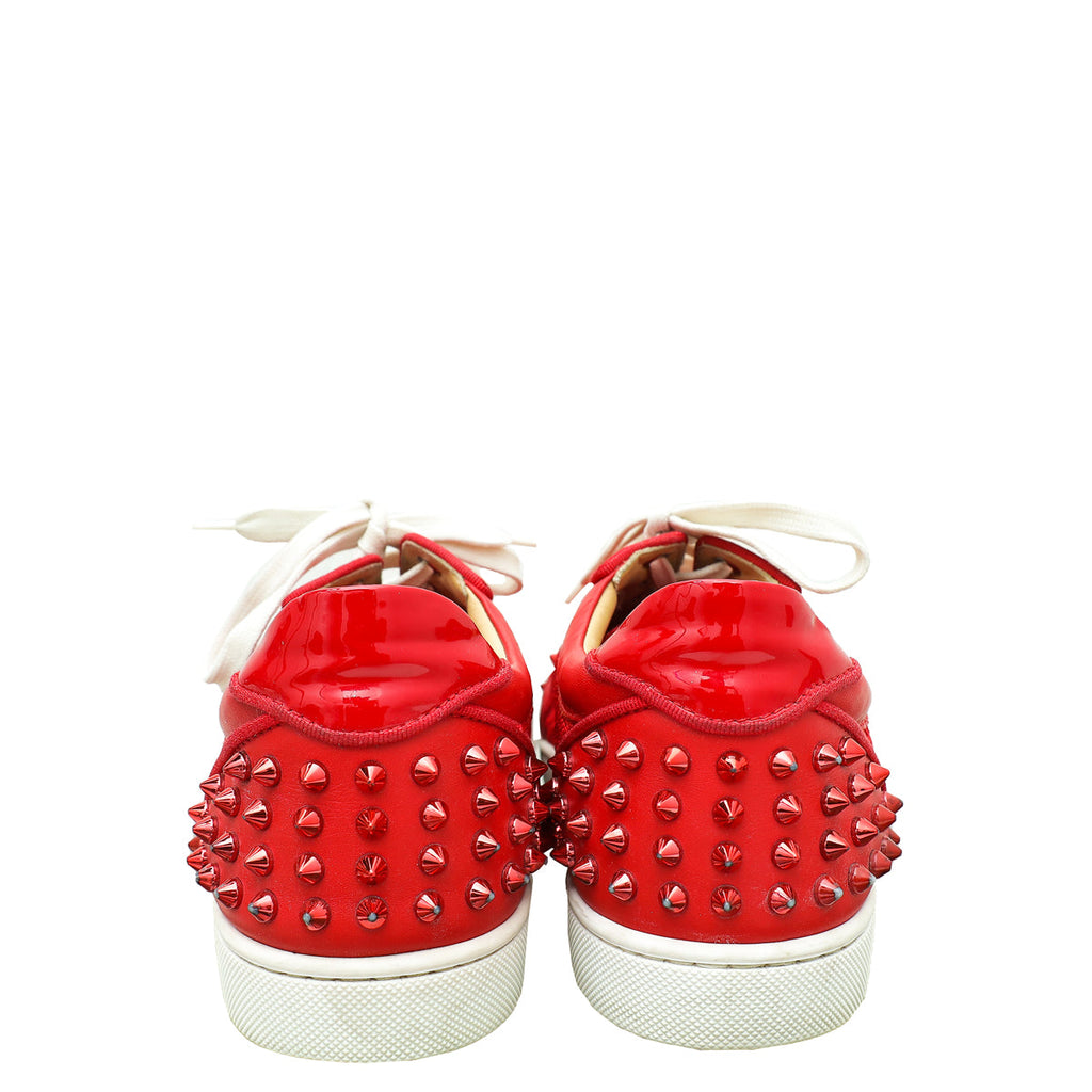 Christian Louboutin Red Vieira 2 Spikes Low Top Sneakers 40