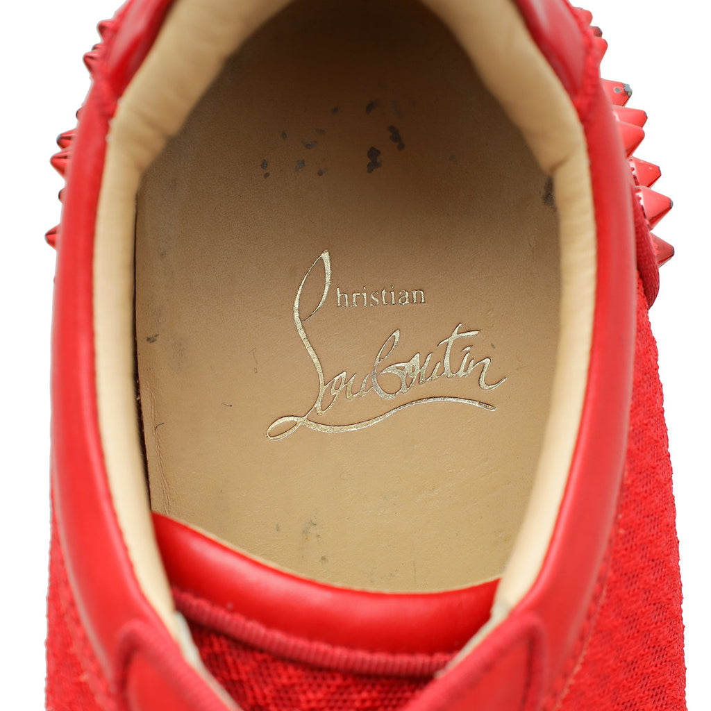 Christian Louboutin Red Vieira 2 Spikes Low Top Sneakers 40