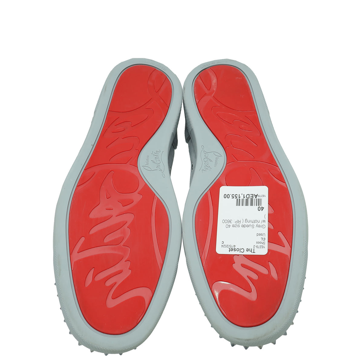 Christian Louboutin Grey Louis Junior Spike Sneakers 40