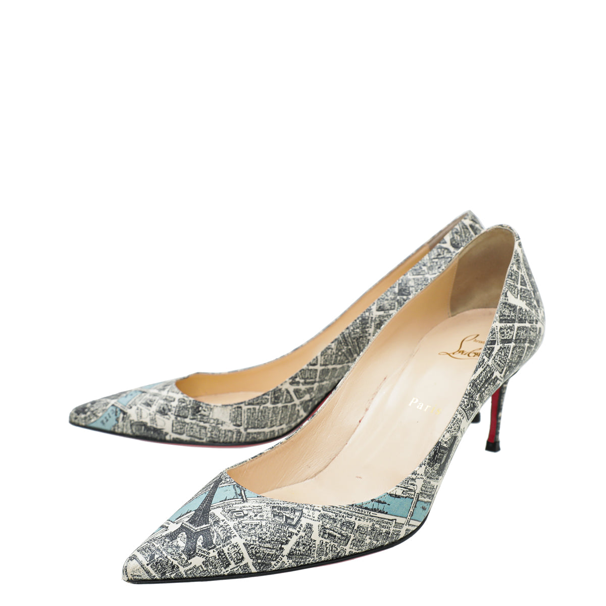 Christian Louboutin Multicolor Monochrome Paris Map Decollete 70 Pump
