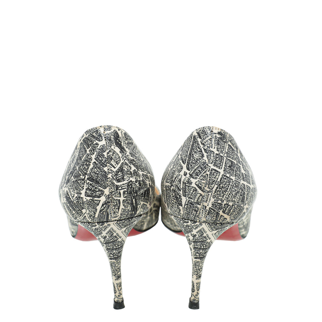 Christian Louboutin Multicolor Monochrome Paris Map Decollete 70 Pump