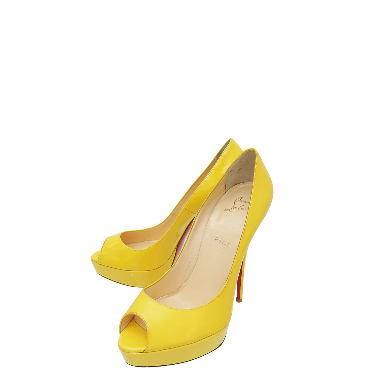 Christian Louboutin Yellow Lady Peep 150 Pump 41