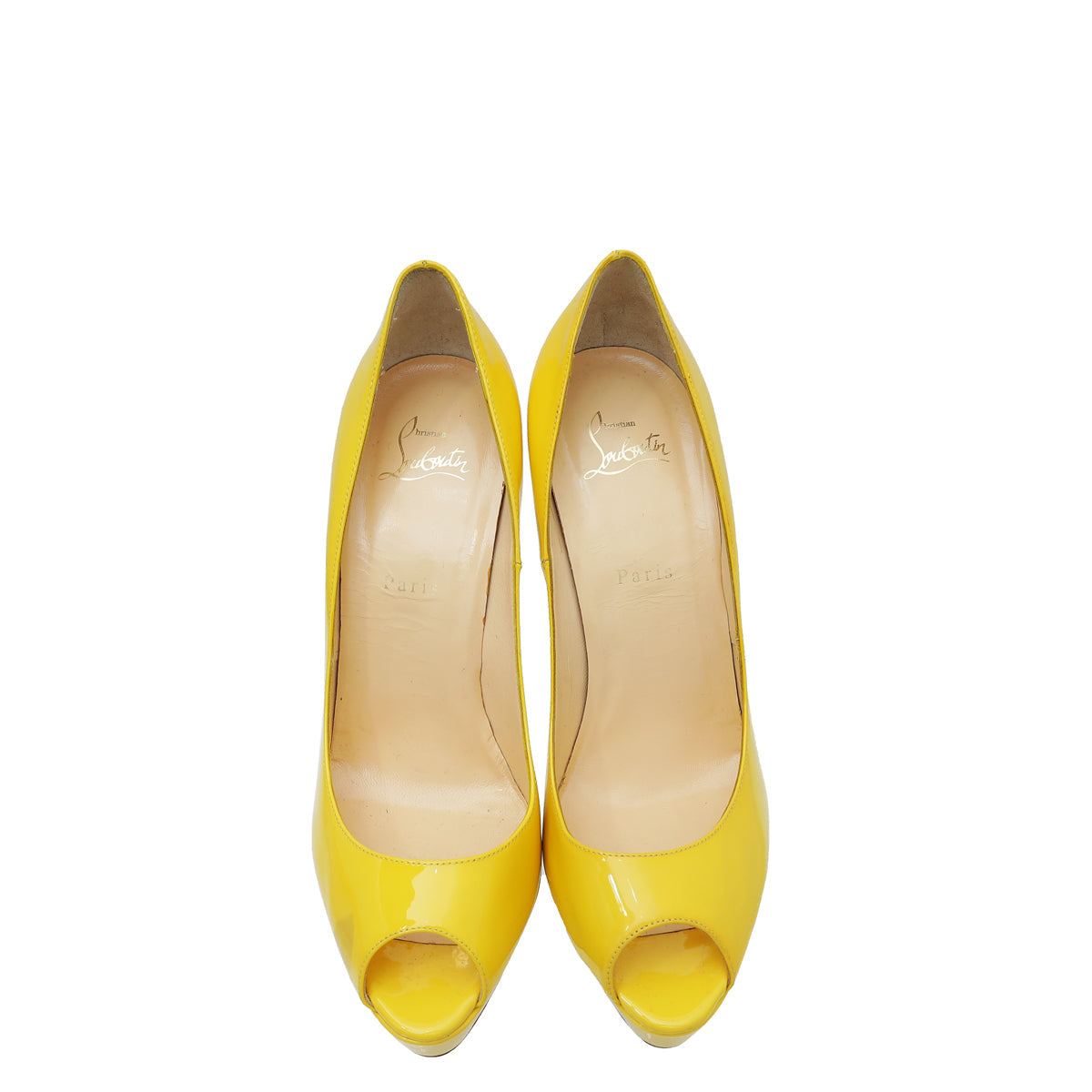 Christian Louboutin Yellow Lady Peep 150 Pump 41