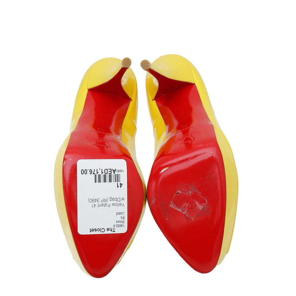 Christian Louboutin Yellow Lady Peep 150 Pump 41