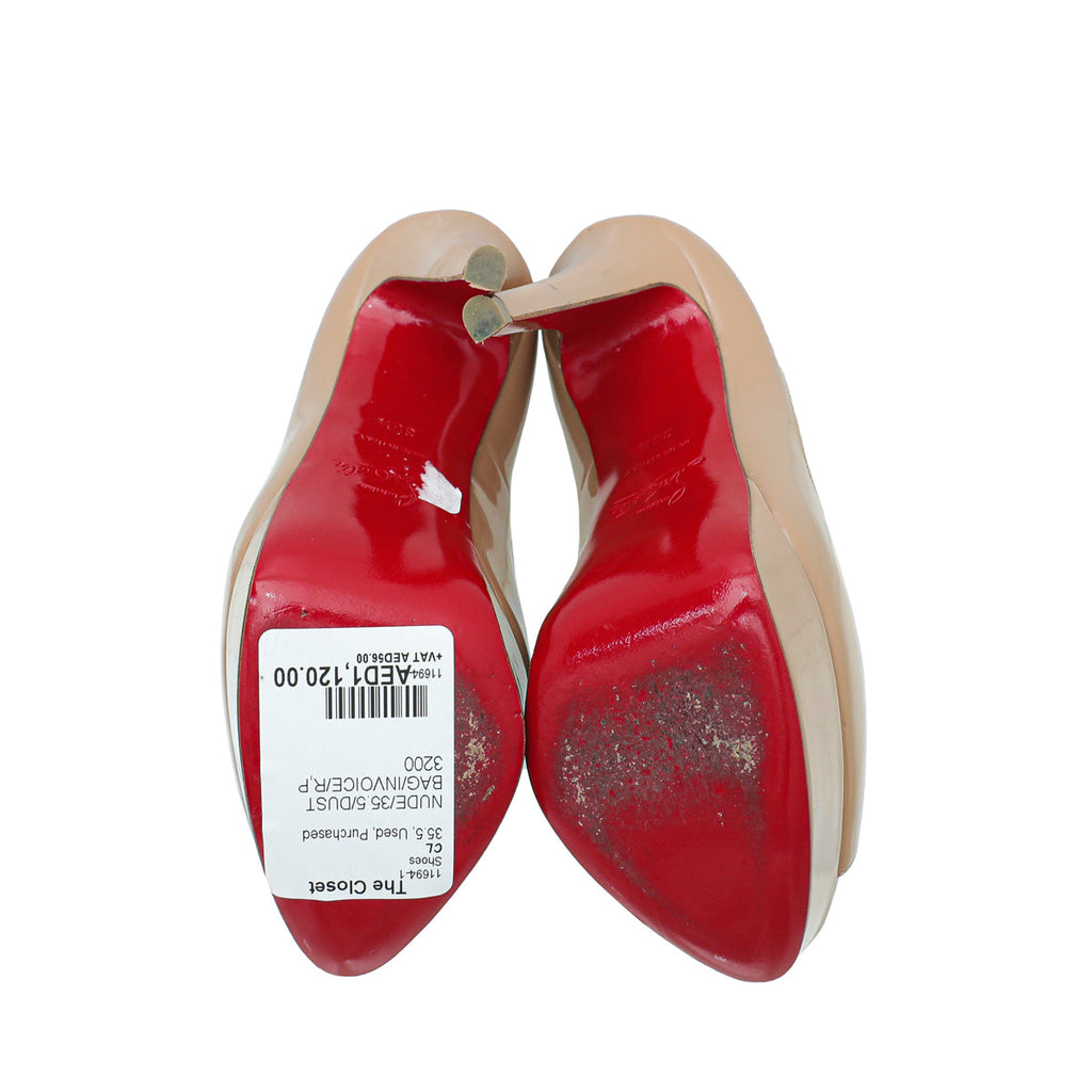 Christian Louboutin Nude Lady Peep 150 Pump 35.5
