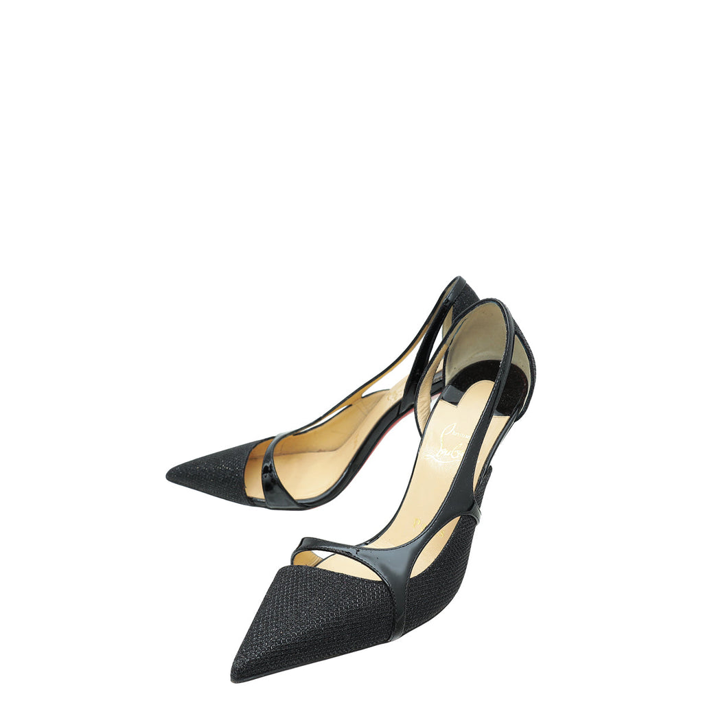 Christian Louboutin Black Glitter Edith Pumps 35