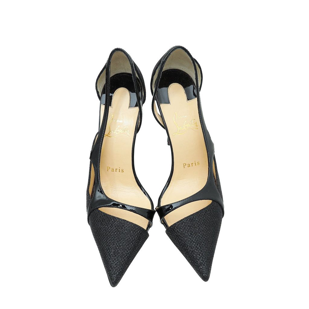 Christian Louboutin Black Glitter Edith Pumps 35