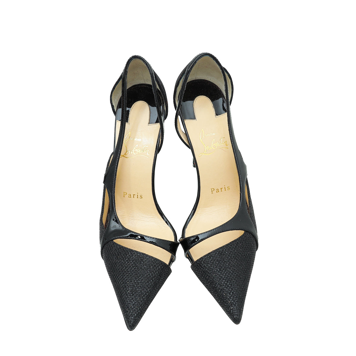 Christian Louboutin Black Glitter Edith Pumps 35