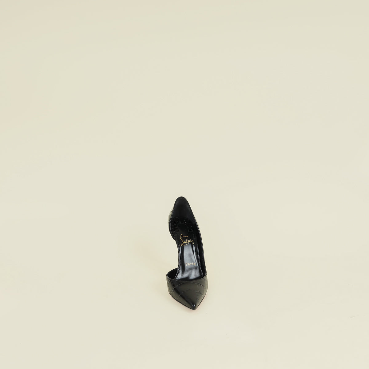 Christian Louboutin Black Iriza Croco Embossed 100 Pumps 37.5